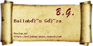 Ballabás Géza névjegykártya