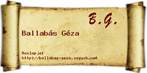 Ballabás Géza névjegykártya
